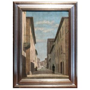 Dipinto: Paesaggio cittadino, Toscana, '900