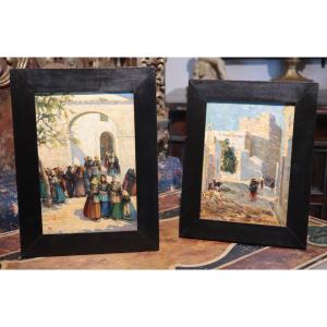 2 Dipinti: Scene di  Paese, '900