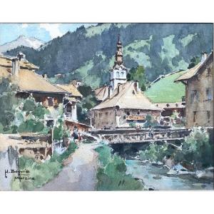View Of Morzine By Henri Bouvrie 1896 1973 Gold Medal From The Society Of French Artists