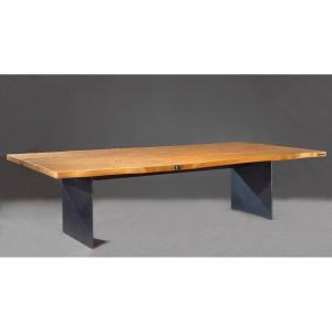 Very Large 20th Century Design Table Solid Oak 300 Cm X 150 Cm Designer Stefan Knopp