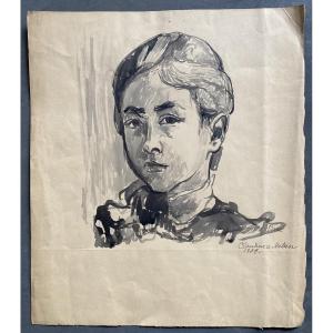 Portrait Of Claudine Dated 1909 - Jean Peské