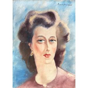 Portrait Of A Woman With Blue Eyes - Charles Picart Le Doux (1881-1959)