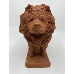 The Chow Chow Terracotta Sculpture By Sculptor Richard Fath, Signed