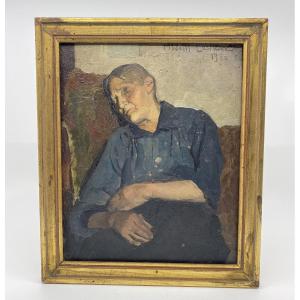 La Sieste - Oil On Panel Signed Madeleine Weill-lestienne