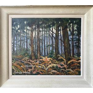 Oil On Canvas Paulémile Pissaro (1884 - 1972) Title Ferns In A Fir Wood 55x46 Cm