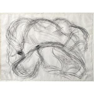 Abstract Drypoint Composition On 20/20 Paper Signed Jean Messagier (1920-1999)