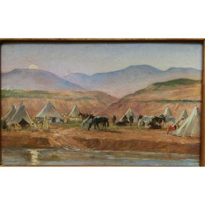 Orientalist Maurice Romberg De Vaucorbeil Camp Route Fez