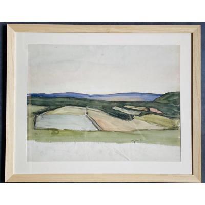 Large Watercolor 65x50 Cm From Maurice Le Scouezec Dated 1929