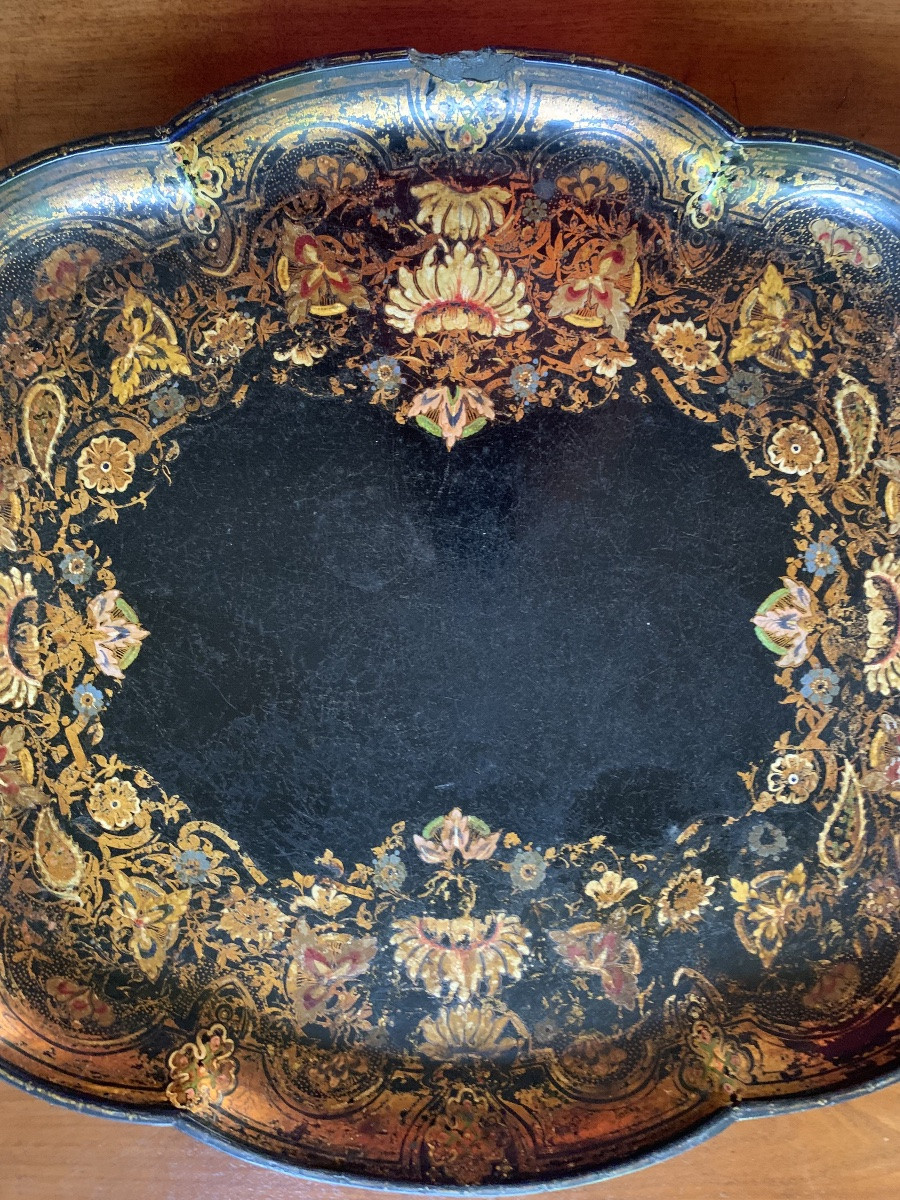 Vassoio Francese in cartapesta epoca e stile Napoleone 3^-photo-3