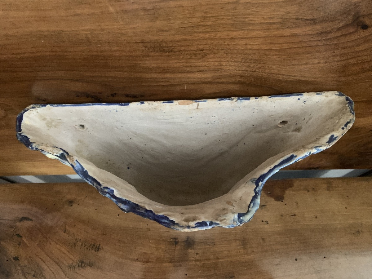 Antica tasca da parete in maiolica, 18esimo secolo-photo-1