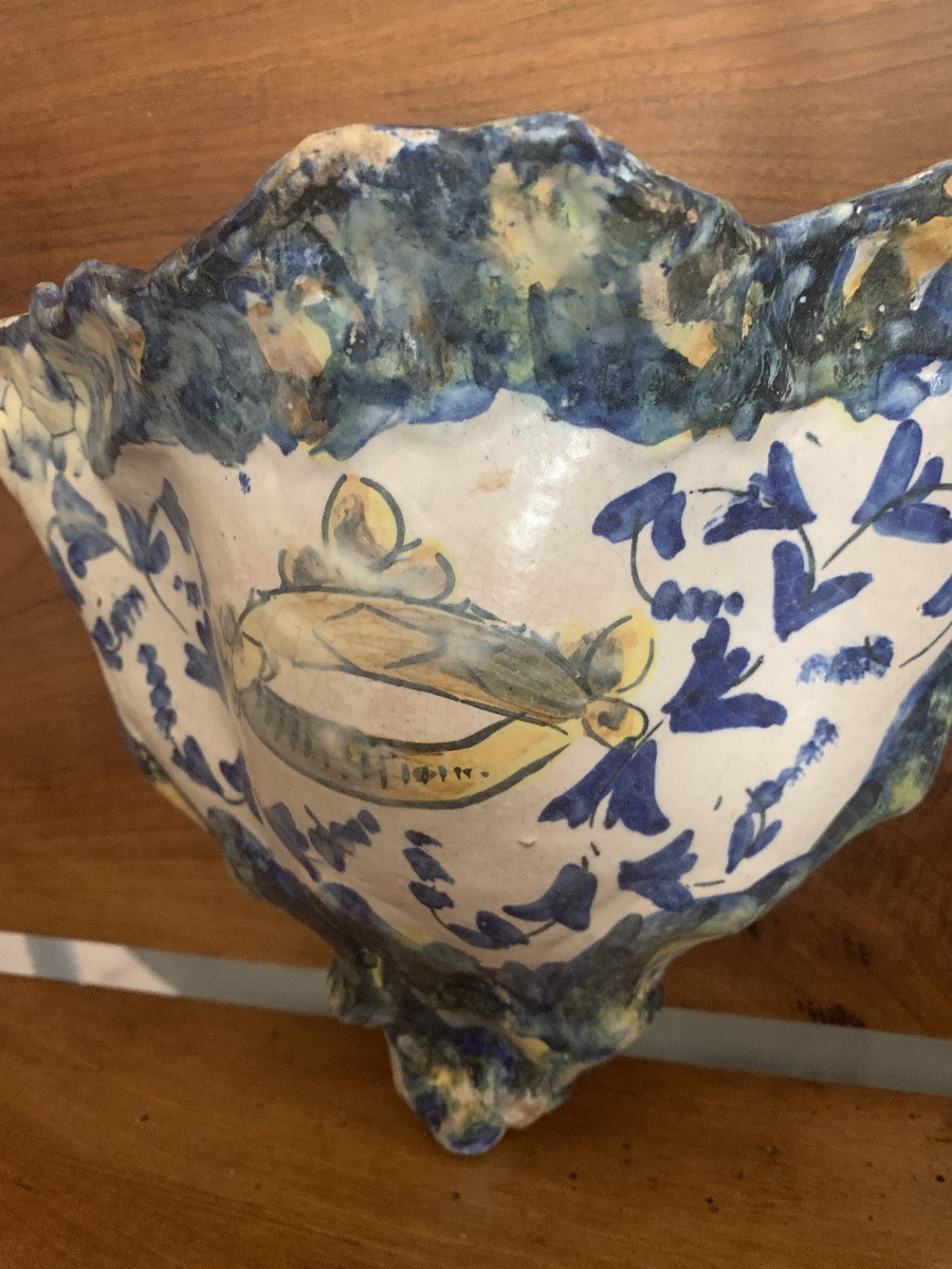 Antica tasca da parete in maiolica, 18esimo secolo-photo-5
