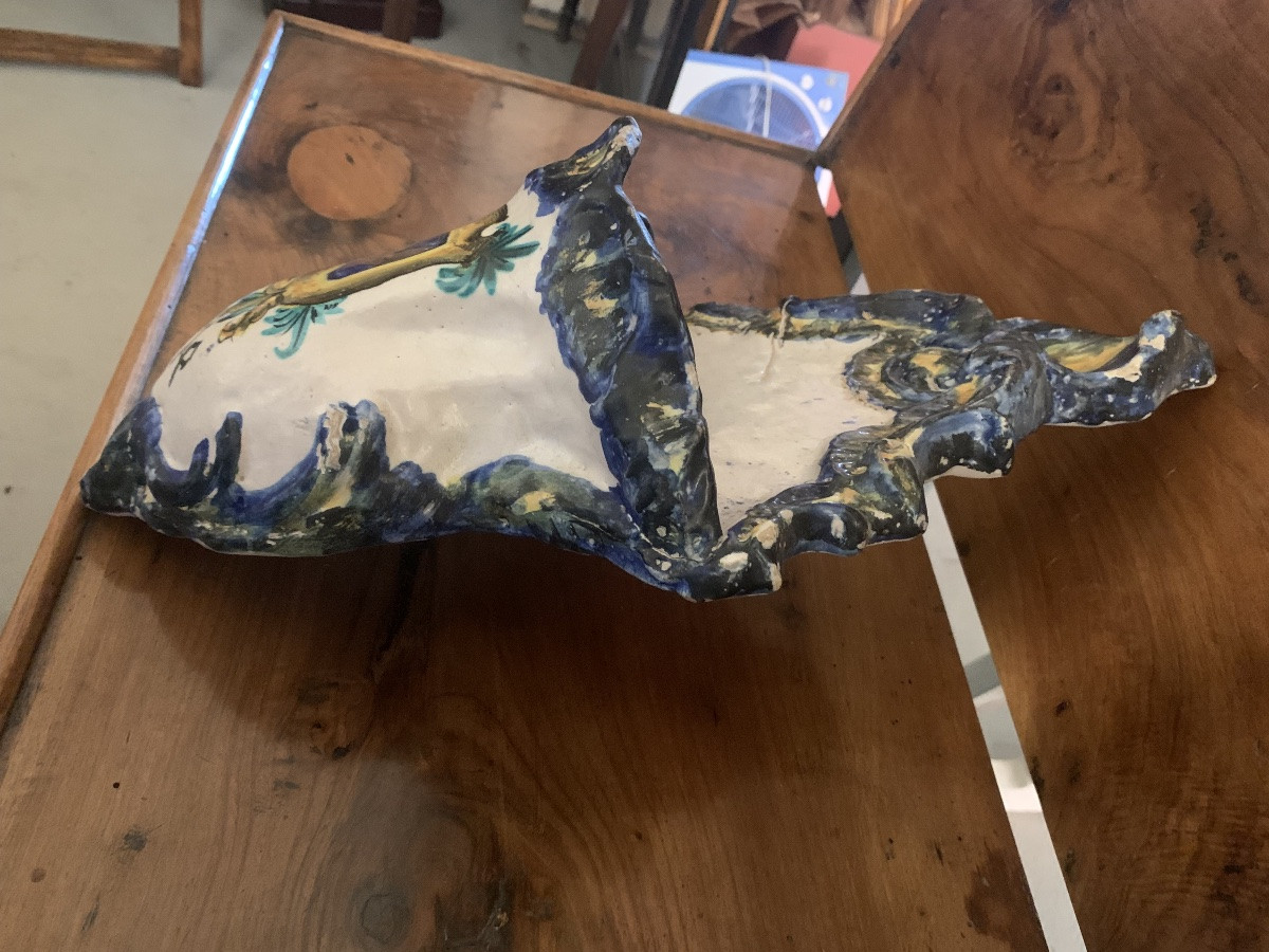 Acquasantiera da parete, in maiolica, Sud Italia,18esimo secolo-photo-4