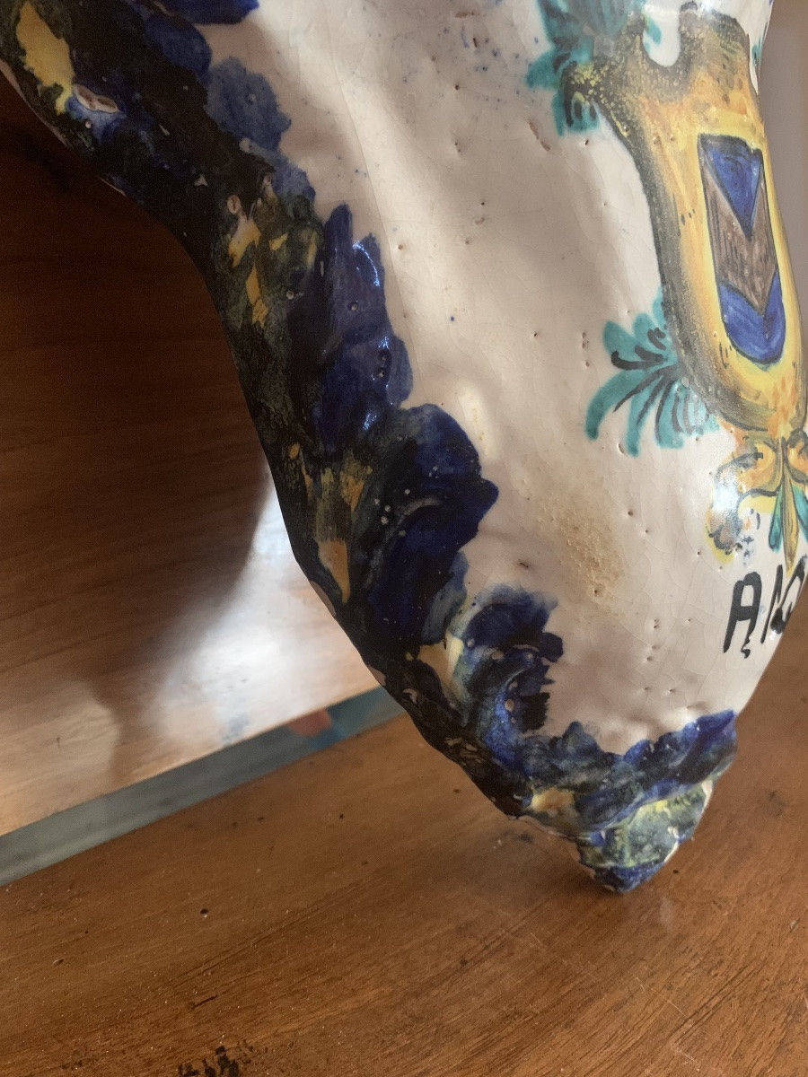 Acquasantiera da parete, in maiolica, Sud Italia,18esimo secolo-photo-2