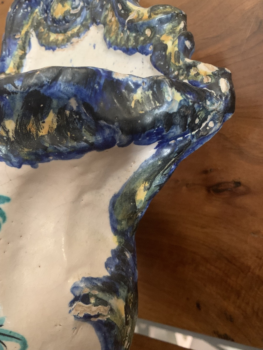 Acquasantiera da parete, in maiolica, Sud Italia,18esimo secolo-photo-4