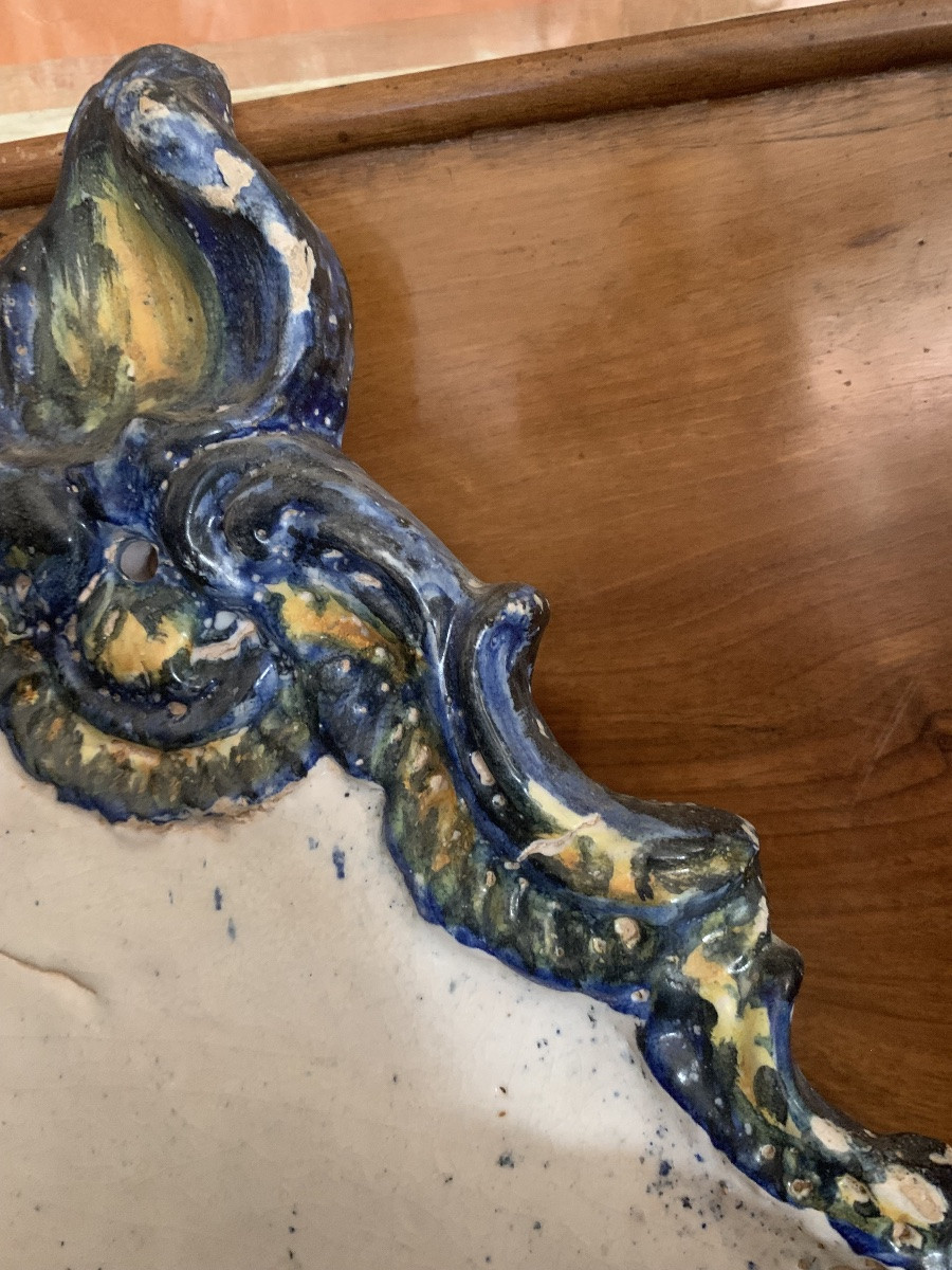 Acquasantiera da parete, in maiolica, Sud Italia,18esimo secolo-photo-8
