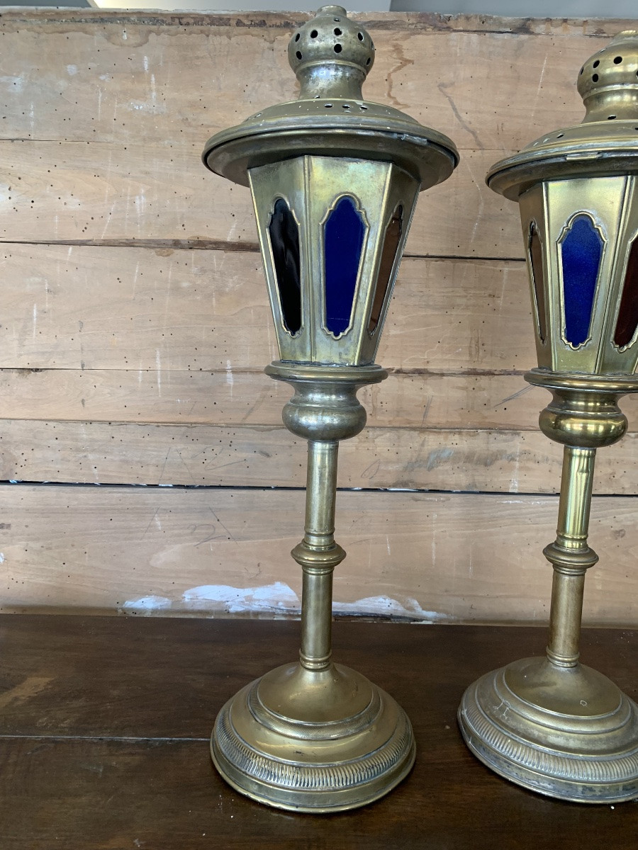 Coppia di lampade da altare, 19esimo secolo-photo-2
