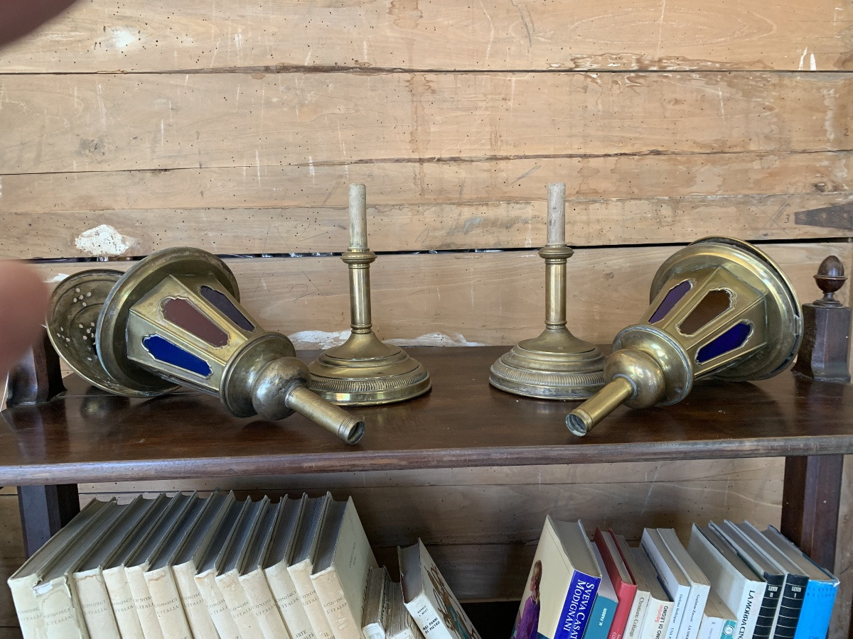 Coppia di lampade da altare, 19esimo secolo-photo-4