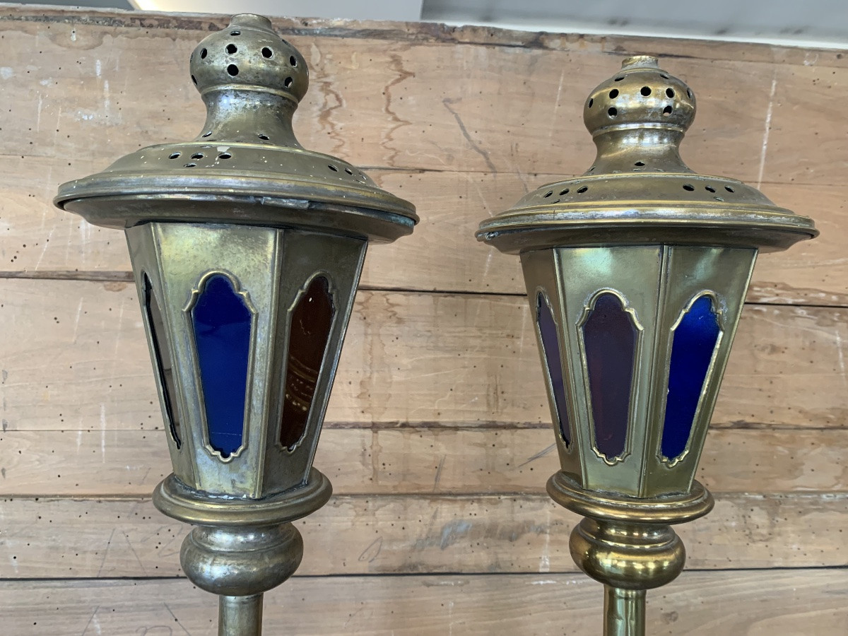 Coppia di lampade da altare, 19esimo secolo-photo-2