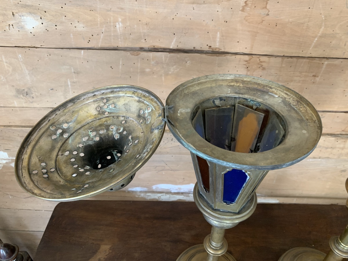 Coppia di lampade da altare, 19esimo secolo-photo-4