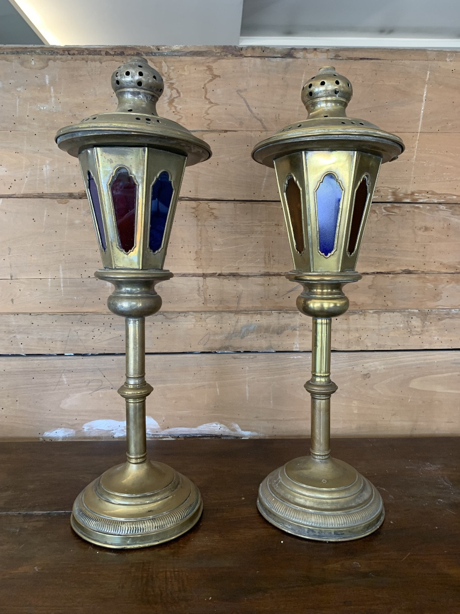 Coppia di lampade da altare, 19esimo secolo