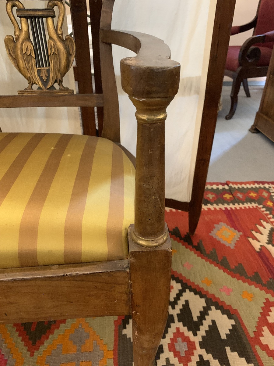 Piccolo divano di epoca e stile Impero, Toscana, inizi 19esimo secolo-photo-8