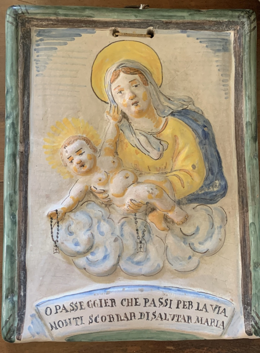 Bassorilievo in maiolica, formella devozionale, area Senese, 18esimo secolo