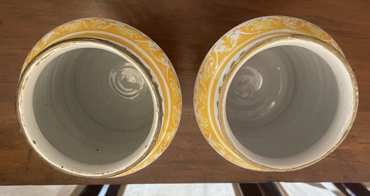 Coppia di vasi Neoclassici in Maiolica policroma, Faenza 18/19esimo secolo -photo-4