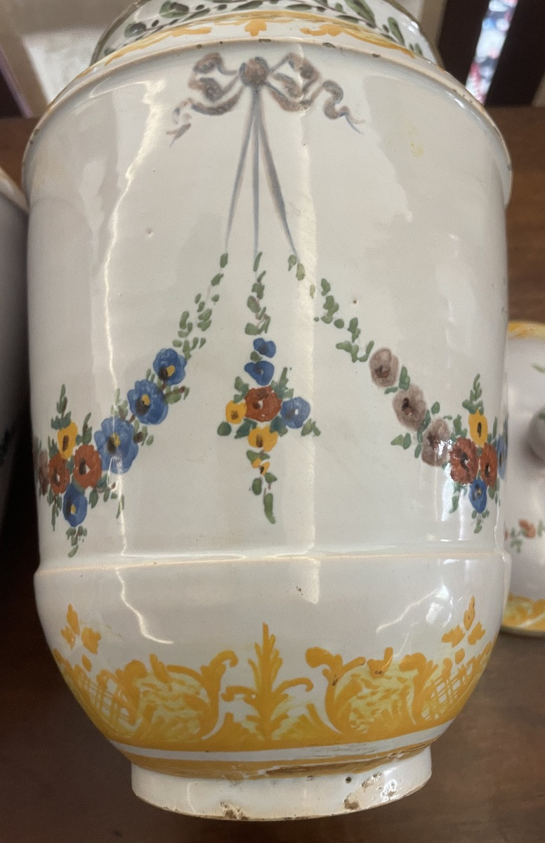 Coppia di vasi Neoclassici in Maiolica policroma, Faenza 18/19esimo secolo -photo-6