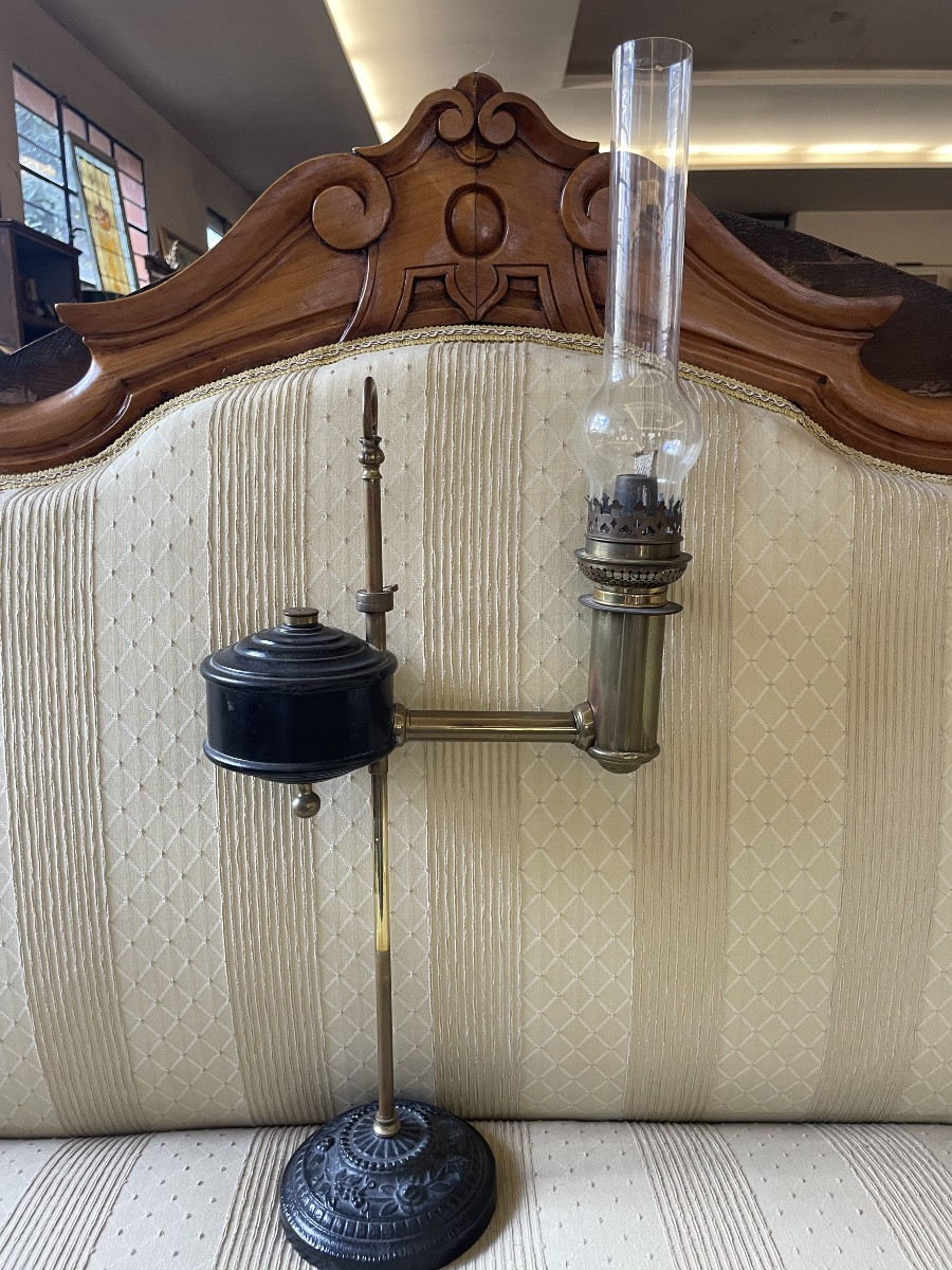 Antica lampada a olio Kosmos. Braccio regolabile, Germania 1870/90-photo-2