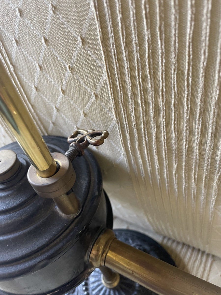 Antica lampada a olio Kosmos. Braccio regolabile, Germania 1870/90-photo-2