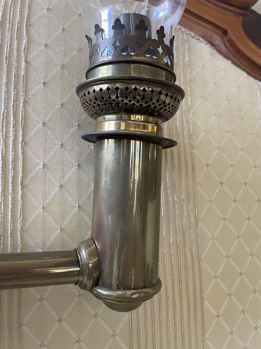 Antica lampada a olio Kosmos. Braccio regolabile, Germania 1870/90-photo-6