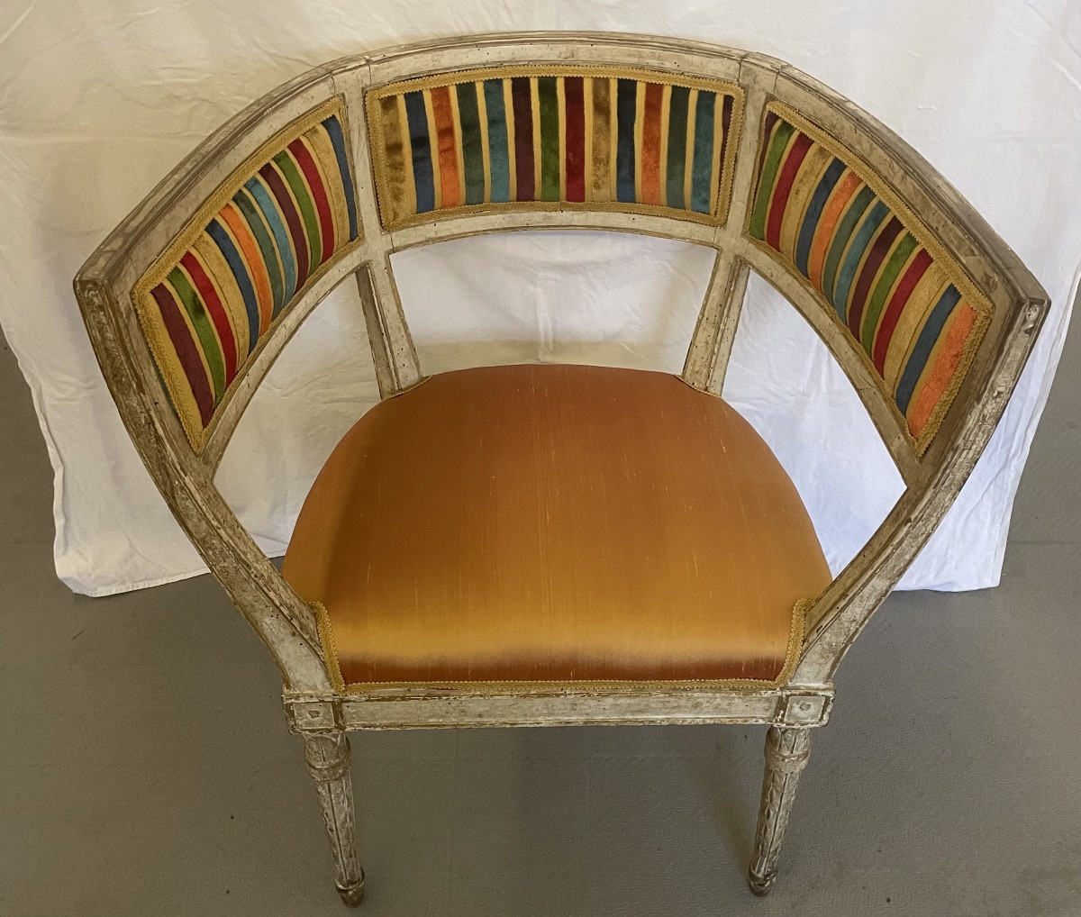 Poltrona Luigi XVI laccata e dorata, Francia, 18esimo secolo -photo-2