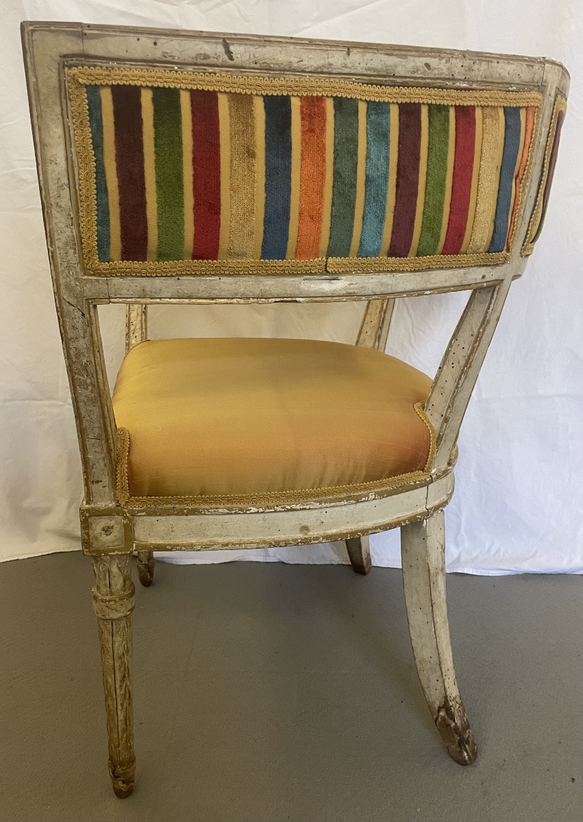 Poltrona Luigi XVI laccata e dorata, Francia, 18esimo secolo -photo-2