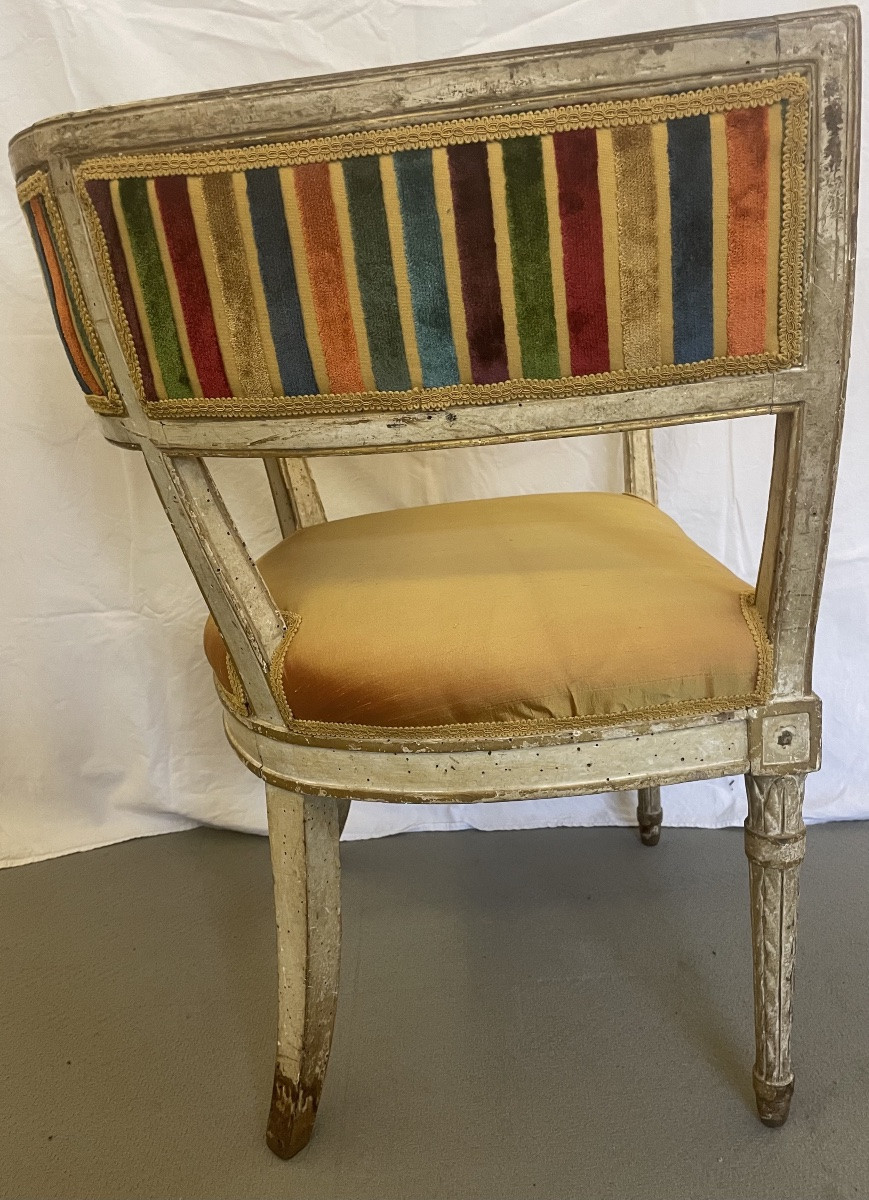 Poltrona Luigi XVI laccata e dorata, Francia, 18esimo secolo -photo-4