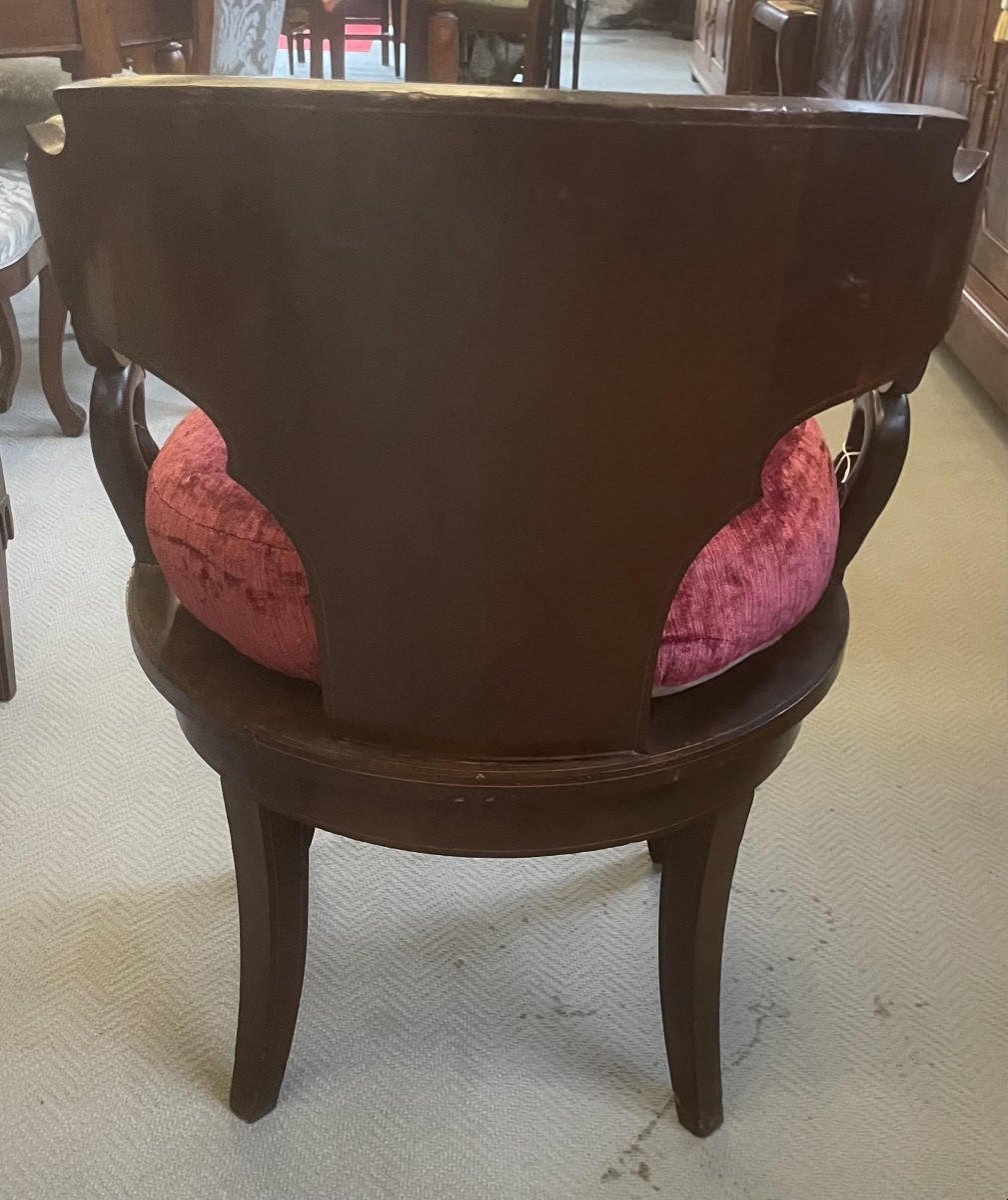 Poltrona girevole a pozzetto. Carlo X, Francia 1830/40-photo-4