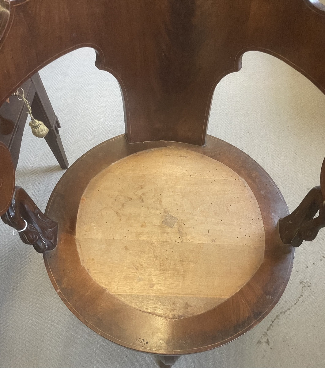 Poltrona girevole a pozzetto. Carlo X, Francia 1830/40-photo-6