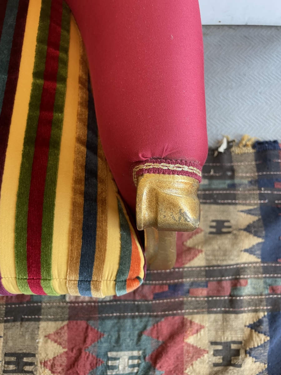 Poltrona Umbertina dorata, rivestita con velluto Etro-photo-2