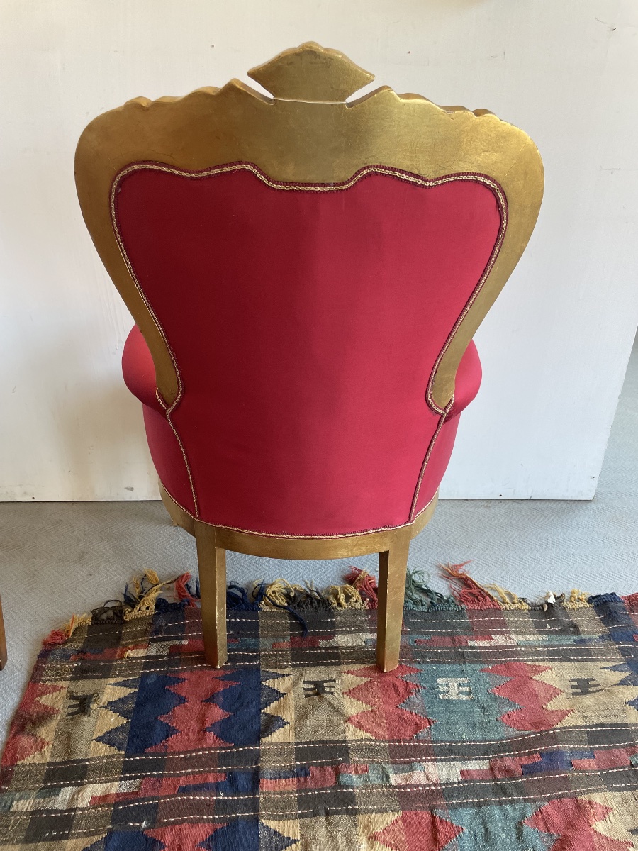 Poltrona Umbertina dorata, rivestita con velluto Etro-photo-6