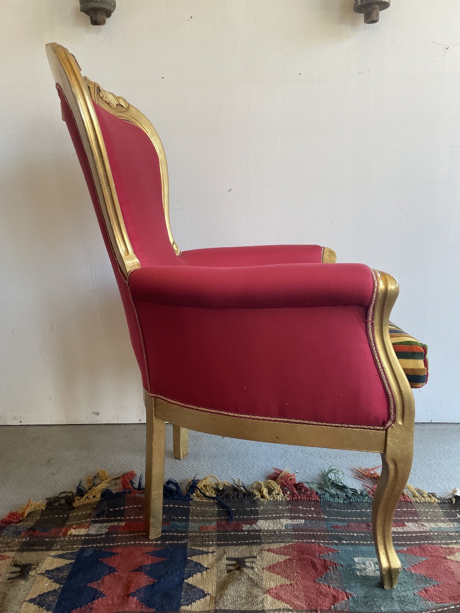 Poltrona Umbertina dorata, rivestita con velluto Etro-photo-7