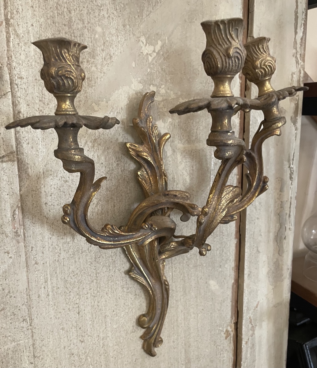 Antica applique in bronzo dorato di gusto Rocaille-photo-2