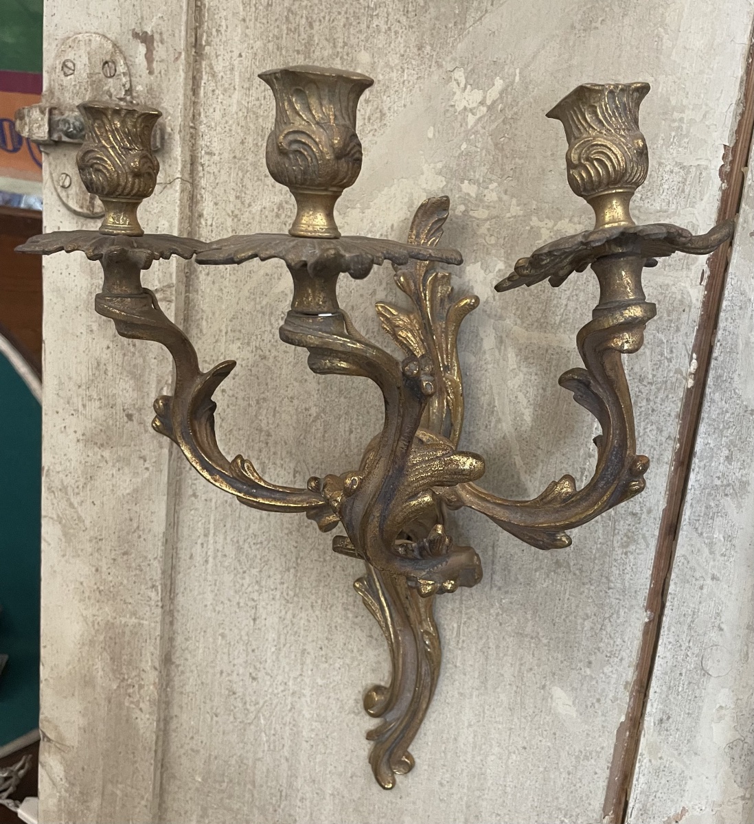 Antica applique in bronzo dorato di gusto Rocaille-photo-3
