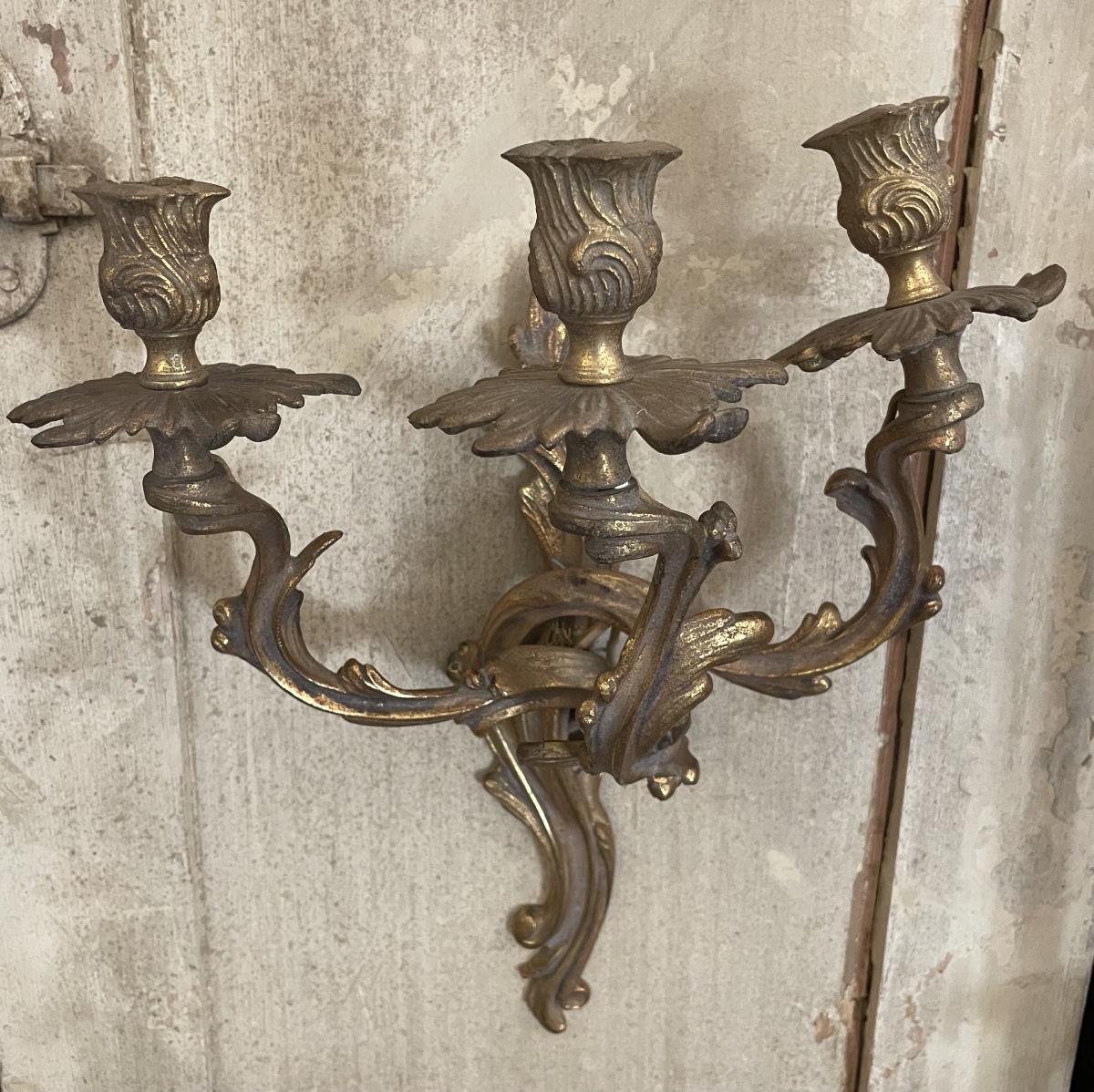 Antica applique in bronzo dorato di gusto Rocaille-photo-4