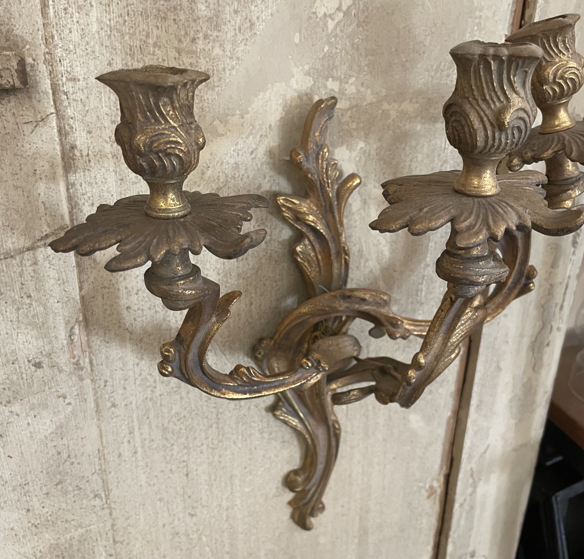 Antica applique in bronzo dorato di gusto Rocaille-photo-1
