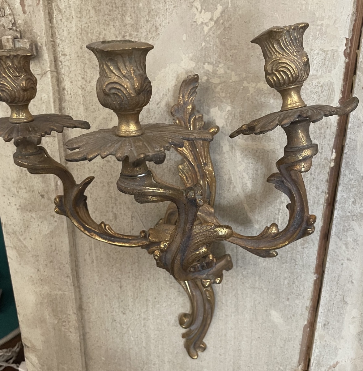Antica applique in bronzo dorato di gusto Rocaille-photo-2