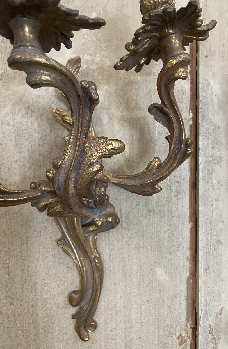 Antica applique in bronzo dorato di gusto Rocaille-photo-3