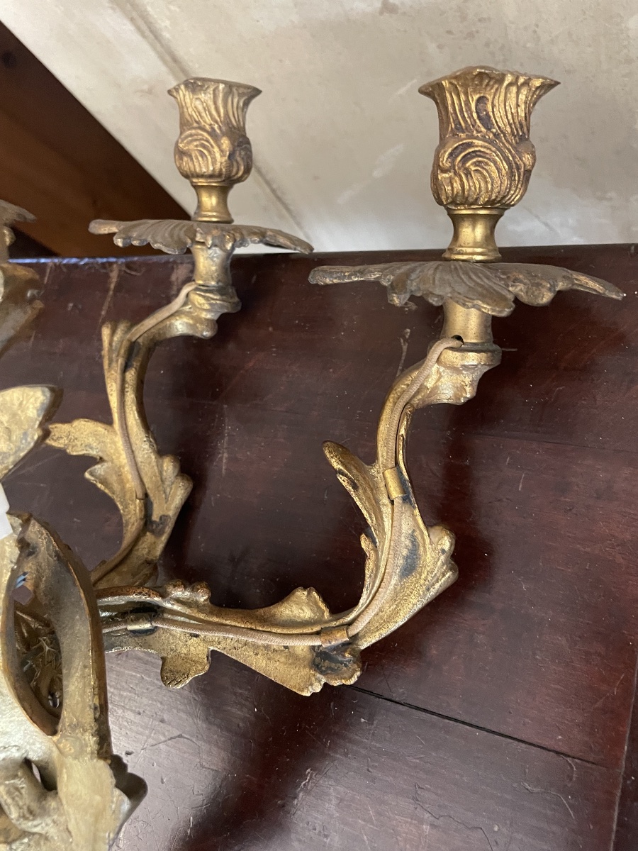 Antica applique in bronzo dorato di gusto Rocaille-photo-7