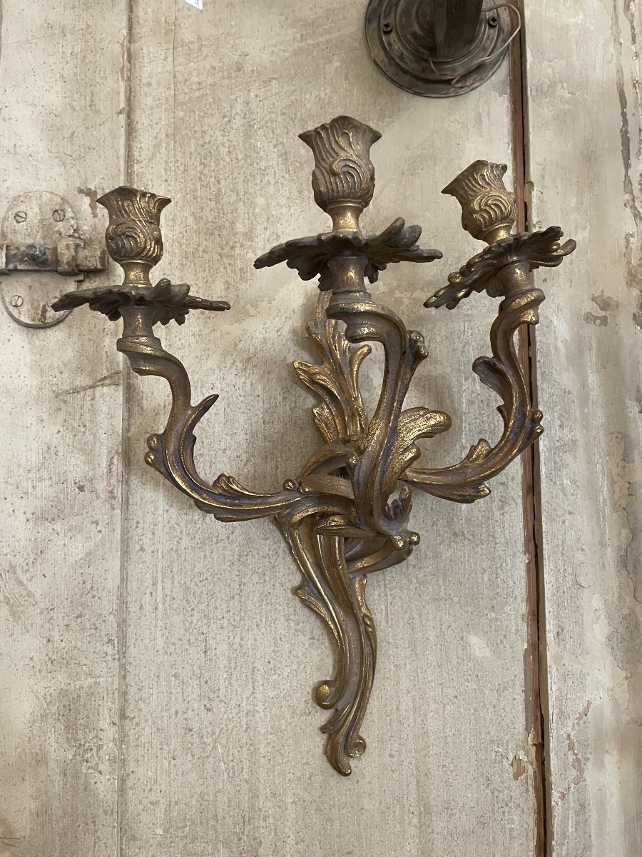 Antica applique in bronzo dorato di gusto Rocaille