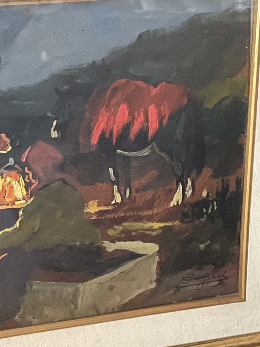 Gitani di notte. Olio su faesite. Basso Ragni, anni 50/60-photo-3