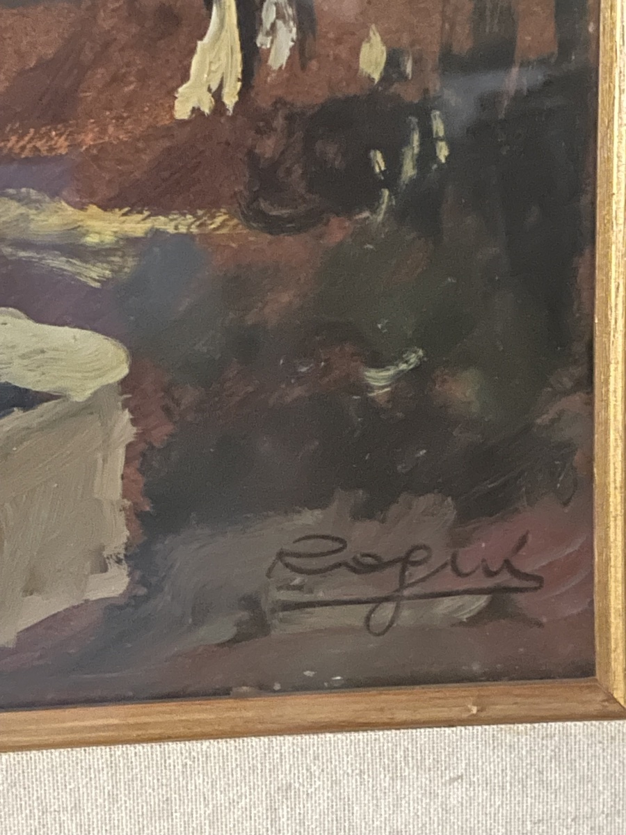 Gitani di notte. Olio su faesite. Basso Ragni, anni 50/60-photo-4