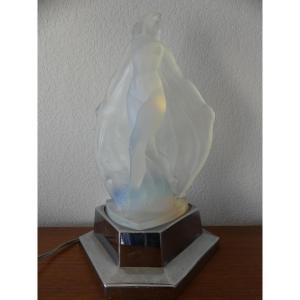 Nightlight, Lamp Signed Sabino, Opalescent Glass, Art Deco, 20th Century